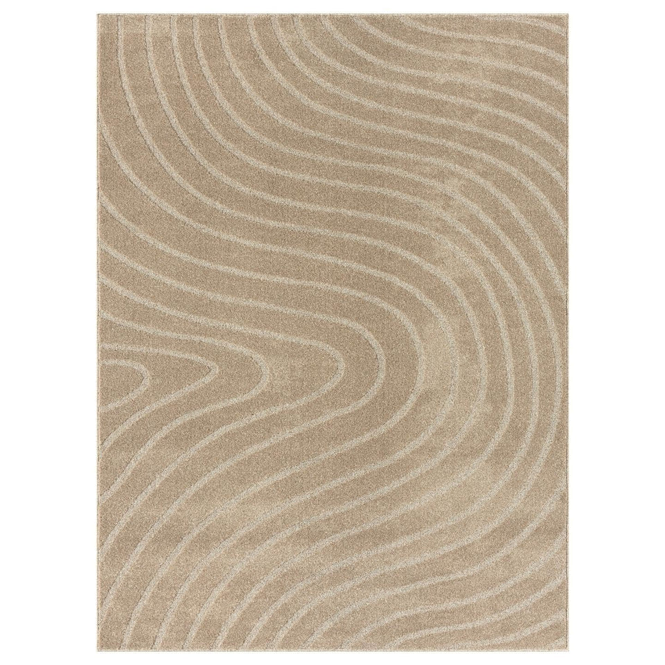 LUXE WEAVERS Modern Geometric Wave Cream 9x12 Area Rug