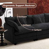 Ihanherry 146" U-Shaped Modern Sofa Modular Sectional Cloud Couch with 2 Ottoman, 6-Seat Chenille Deep Seat Sofa with 6 Pillows for Living Room, Bedroom and Apartment, Grey