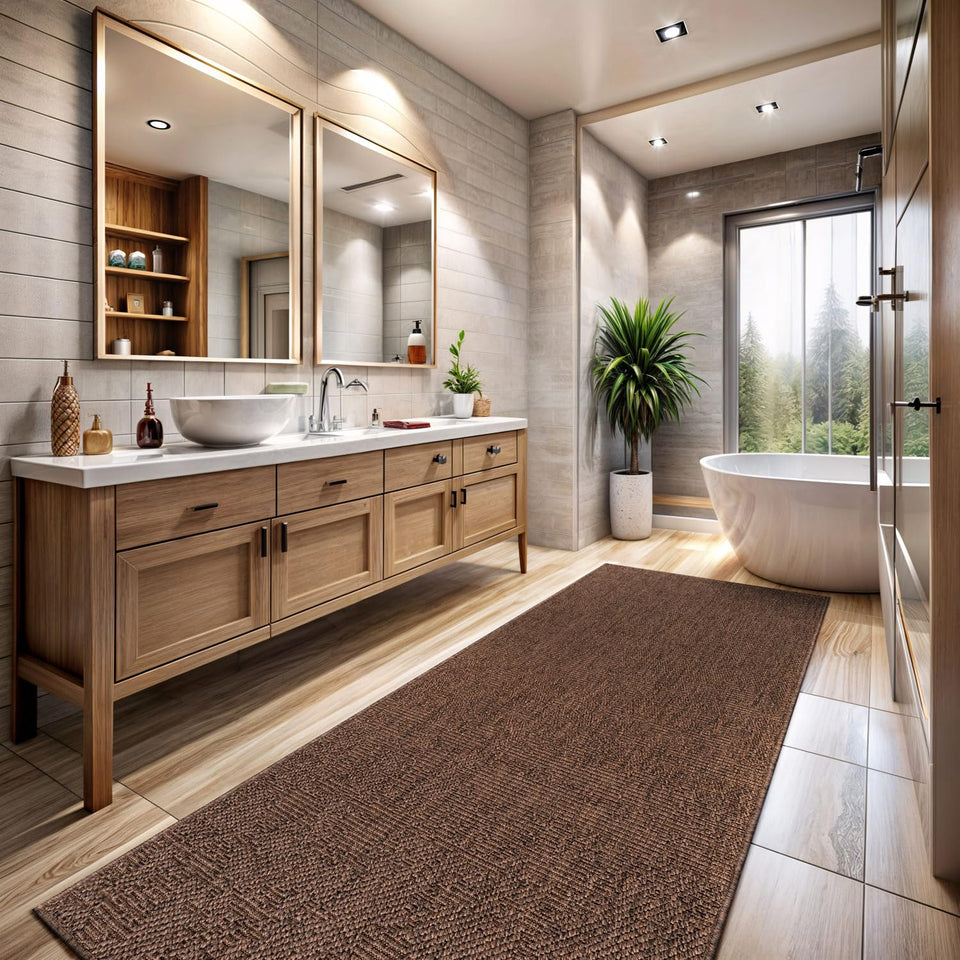 CAMILSON Easy Jute Rug 10x14, Indoor Outdoor Natural Color Fiber Area Rugs for Living Room Patio and Kitchen Rug, Sisal Boho Woven Design, Easy-Cleaning, Washable Outside Carpet Alfombras (10 x 14)