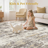 Area Rugs for Living Room: 12x15 Abstract Washable Rug Modern Neutral Large Soft Stain Resistant Non-Slip Backing Machine Table for Bedroom Dining Room Indoor Home Office Carpet - Gold Brown