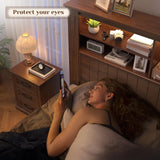 EnHomee King Size Bed Frame and Headboard & Storage, 4 Drawers and LED Built in Charging Station King Bed Frame with Storage Farmhouse,NO Noise,No Box Spring Needed,White