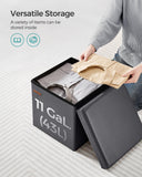 SONGMICS MAZIE Collection - 43 Inches Folding Storage Ottoman Bench, Ottoman with Storage, Foot Rest Stool, Load 660 lb, for Living Room, Synthetic Leather, Black ULSF701