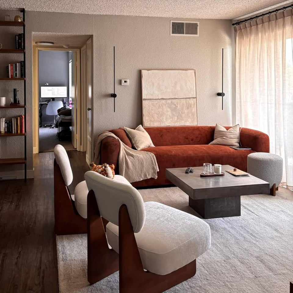 Acanva Luxury Modern Tight Curved Back Velvet Sofa, Minimalist Style Comfy Couch for Living Room Apartment, 3 Seater, Cream