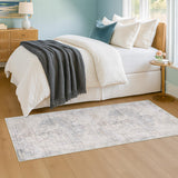 Neutral Living Room Rug - 10x14 Farmhouse Beige Brown Large Area Rug for Dining Room, Bedroom, Low Pile Lightweight Washable