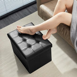Bsketa Storage Ottoman, Folding Foot Stool with Thicker Foam Padded Seat Small Leather Storage Ottoman Bench Foot Rest for Living Room Foldable Coffee Table 17x13x13in,Black