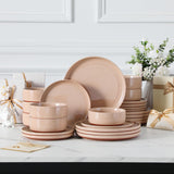 MALACASA Plates and Bowls Sets, 24 Pieces Modern Ceramic Dinnerware Set for 8 Kitchen Stoneware Dishes Dishware Set Microwave and Dishwasher Safe, White, Series TARA