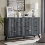 T4TREAM Fluted 7 Drawers Dresser, 54" Wide Modern Chest of Drawers with Faux Marble Top, Curved Profile Design, Dresser TV Stand, Wood Drawer Organizer for Bedroom, Living Room, Hallway, Natural Oak