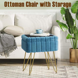 Greenstell Vanity Stool Chair Faux Fur with Storage, 15.7"L x 11.8"W x 19.4"H Soft Ottoman 4 Metal Legs with Anti-Slip Feet, Furry Padded Seat, Modern Multifunctional Chairs for Makeup, Bedroom Pink