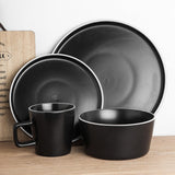 Stone Lain Celina Stoneware 32 Piece Dinnerware Set, Plates and Bowls, Black Matte Dish Collection, Service for 8 – Contemporary Minimalist Style, Microwave & Dishwasher Safe