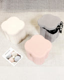 B FSOBEIIALEO Storage Ottoman Cube, Flowers Shaped Ottomans with Storage Foot Stool Footrest for Lving Room, Boucle Ottoman Seat for Dorm Room,Faux Teddy Fur, Cream White 12.6"x12.6"x12.6"