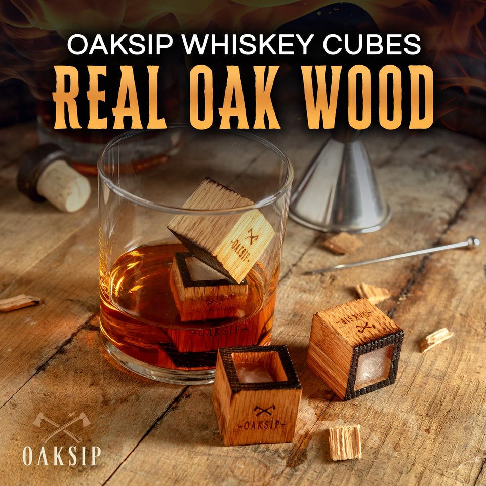 Oaksip The Original Charred Wooden Bourbon Drinking Glass | Charred Old Fashioned Glass | Bourbon Gifts for Men, Dad, or Brother | Whiskey Gifts