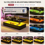 oneinmil Modern LED Coffee Table, 40" Living Room Tables with 16 Colors LED Lights, Double-Layer Design, Stylish Coffee Tables for Living Room, Black