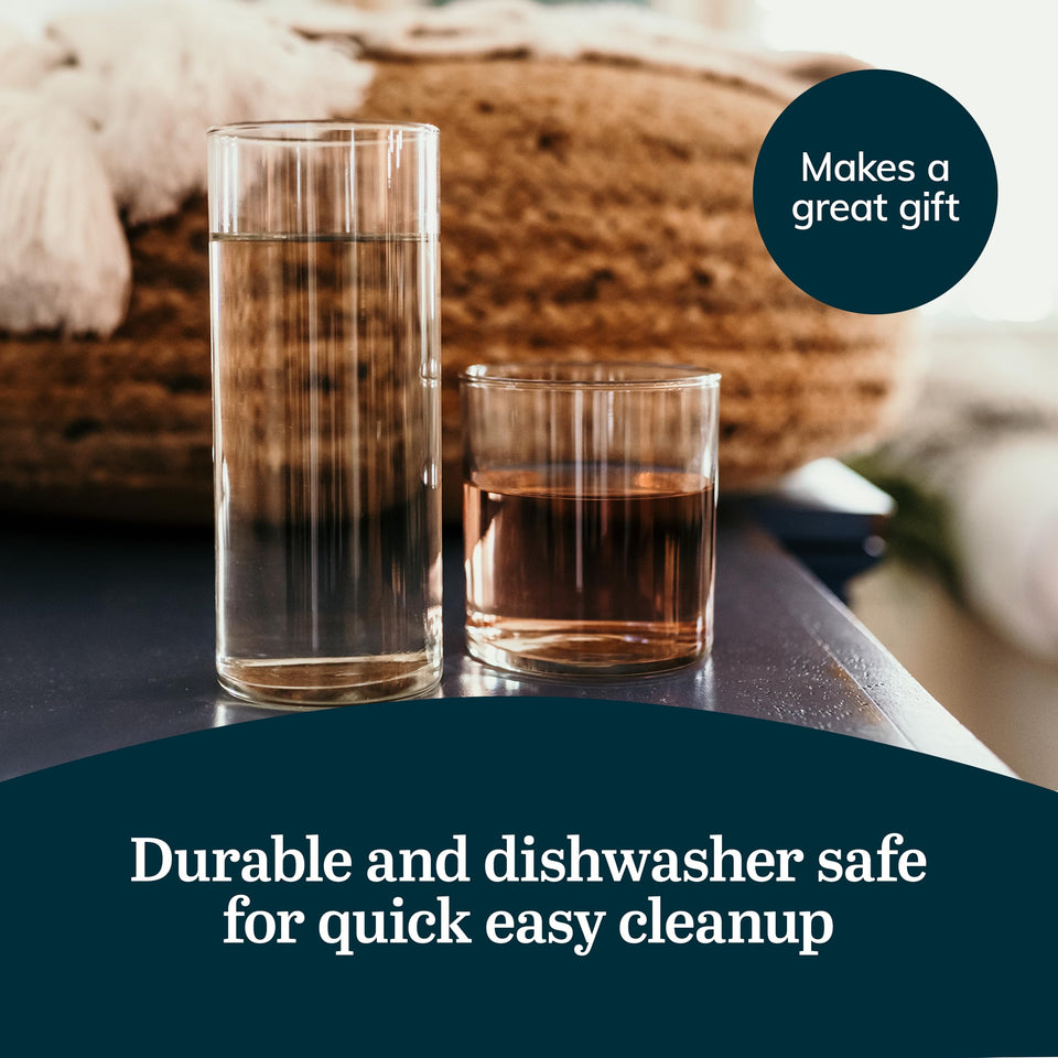 Libbey Ascent Tumbler and Rocks Drinking Glasses Set of 16, Glass Drinking Glasses with Curvature, Versatile Glassware Set for Parties and More