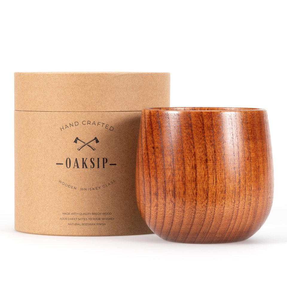 Oaksip The Original Charred Wooden Bourbon Drinking Glass | Charred Old Fashioned Glass | Bourbon Gifts for Men, Dad, or Brother | Whiskey Gifts