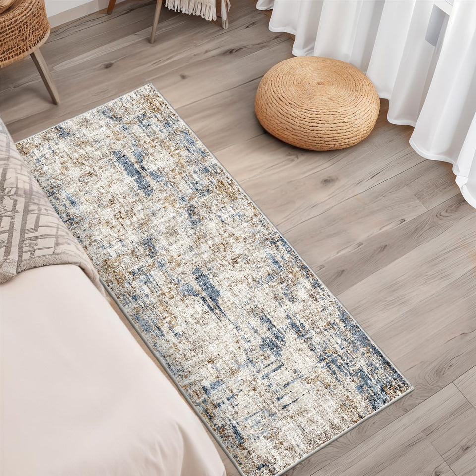 12x15 Area Rug for Living Room – Large Modern Neutral Abstract Thin Washable Carpet, Soft Low Pile Non-Slip Stain-Resistant for Bedroom Dining Room Home Office (Beige Grey)