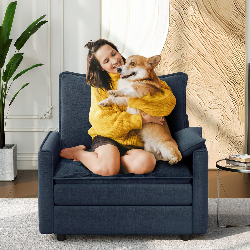 Vesgantti 142" U Shaped Sectional Couch, Comfy Cloud Modular Sectional Sofa with 2 Ottoman Deep Seat Chenille Modern Cloud Sofa, Modular Sofas for Living Room, Bedroom and Apartment, Beige