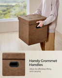 SONGMICS MAZIE Collection - 30 Inches Storage Ottoman Bench with Flipping Lid, Storage Chest Footstool, Load 660 lb, for Entryway, Living Room, Bedroom, Synthetic Leather, Black ULSF45BK