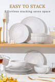 FOBENTA 24 Piece Dinnerware Sets for 8, Premium Stoneware Plates and Bowls Sets, Microwave & Dishwasher Safe, Elegant Dishes for Entertaining & Special Occasions – A Stunning Gift for Large Families