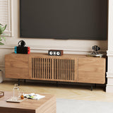 NessCarsti Mid Century Modern TV Stand for 80+ Inch TVs, 94.48" Walnut Console with Ample Storage – Stylish Entertainment Center for Living Room or Bedroom