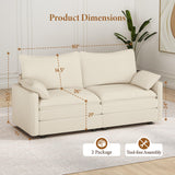 Vesgantti 142" U Shaped Sectional Couch, Comfy Cloud Modular Sectional Sofa with 2 Ottoman Deep Seat Chenille Modern Cloud Sofa, Modular Sofas for Living Room, Bedroom and Apartment, Beige