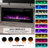 Lemberi Fireplace tv Stand with 36 inch Fireplace Up to 90" TVs, LED Light Entertainment Center and Storage, 80" Modern Wood Media TV Console with Highlight Cabinet for Living Room (White)