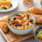 vancasso Bonita Dinnerware Set 24 Pieces Blue Stoneware Service for 6, Handpainted Spirals Pattern Stoneware Combination Set