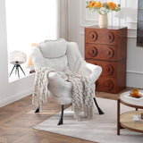 Welnow Lazy Chair with Ottoman, Modern Lounge Accent Chair with Armrests and a Side Pocket, Leisure Sofa Armchair, Reading Armchair with Footrest for Small Space, Dark Grey