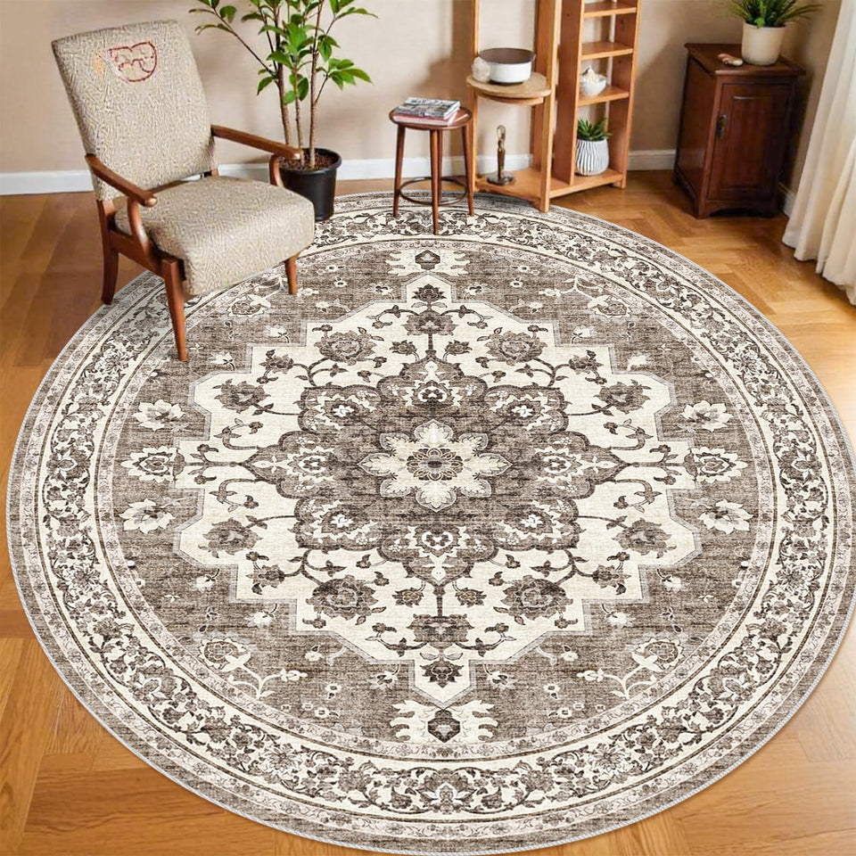 TOPRUUG Washable Oriental Area Rug - 12x15 Rugs for Living Room Soft Carpet for Bedroom Waterproof Floral Distressed Indoor Stain Resistant Non-Shedding Floor Carpets (Green, 12x15)