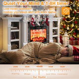 LGHM 72" Electric Fireplace with Mantel, Fireplace TV Stand for TVs Up to 80 Inch, Modern Entertainment Center with Storage, Realistic Stacked Stone Surround with Remote Control for Living Room