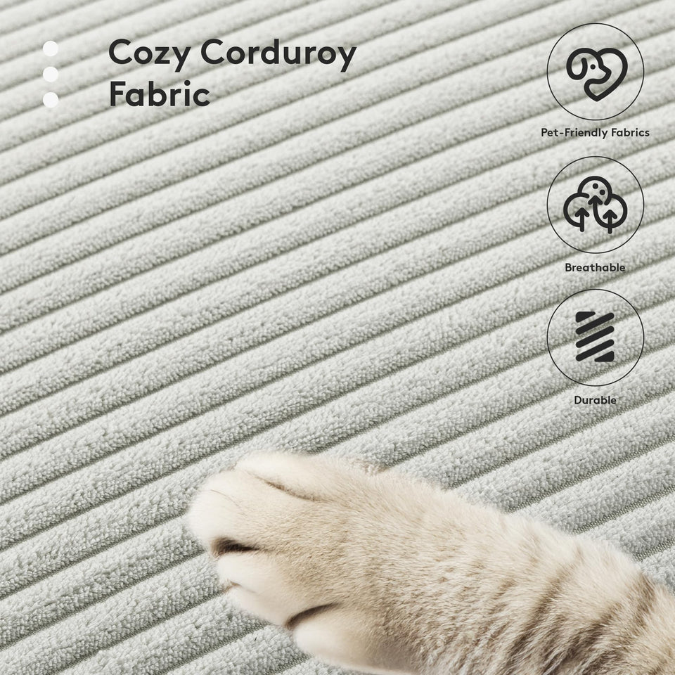 ROWHY 150'' Modular Sectional Sofa Cloud Couch, Corner Sofa Big Comfy Corduroy Oversized L Shaped Couch with 4 Pillows, Chaise, Ottoman, Deep Seat Couches for Living Room Office, Dark Grey