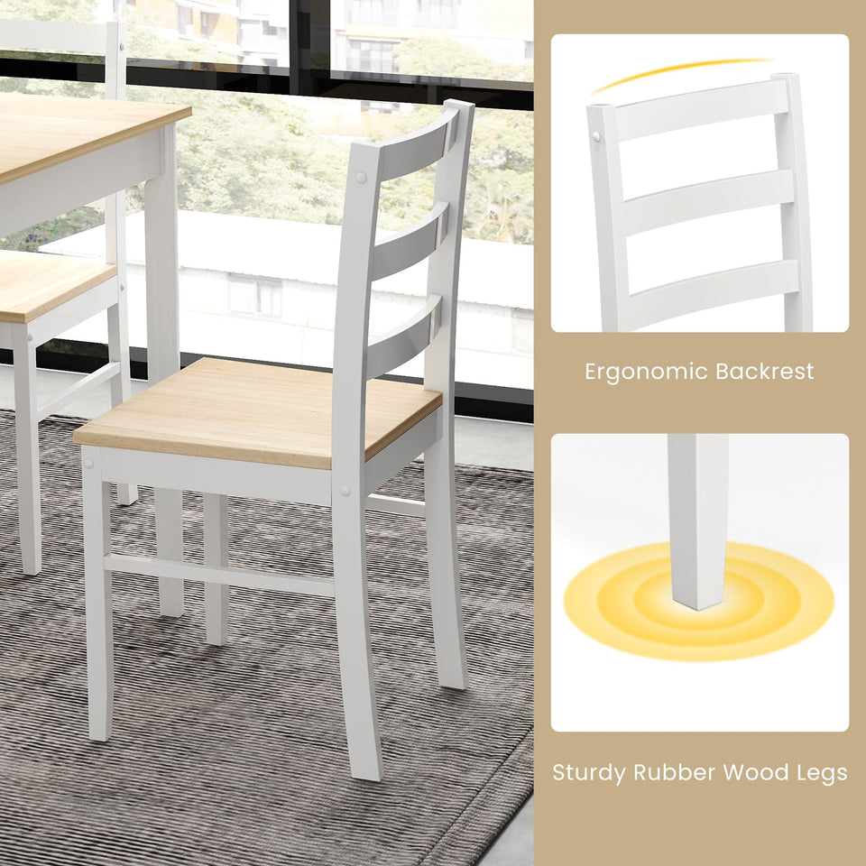 POWERSTONE Dining Table Set for 4, Kitchen Table Chairs Set of 4 with Rubber Wood Legs, Farmhouse 5 Piece Dining Table Set Solid Wood for Kitchen Dining Room Dinner (Brown)