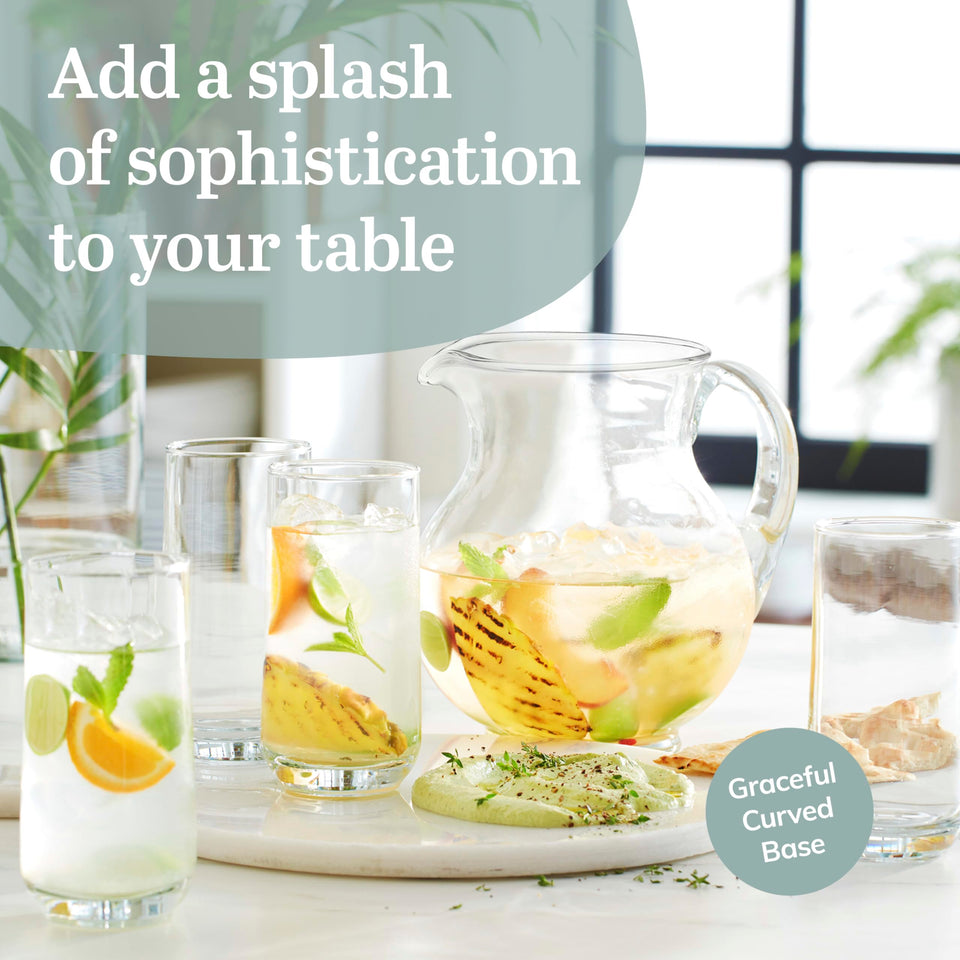 Libbey Ascent Tumbler and Rocks Drinking Glasses Set of 16, Glass Drinking Glasses with Curvature, Versatile Glassware Set for Parties and More