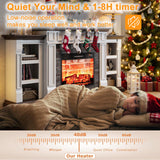 LGHM 72" Electric Fireplace with Mantel, Fireplace TV Stand for TVs Up to 80 Inch, Modern Entertainment Center with Storage, Realistic Stacked Stone Surround with Remote Control for Living Room