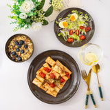 LeRatio Ceramic Dinnerware Sets for 6,Plates and Bowls Sets,Handmade Reactive Glaze Dishes Set,Chip Resistant and Scratch Resistant | Oven&Dishwasher & Microwave Safe-Blue(18PCS)