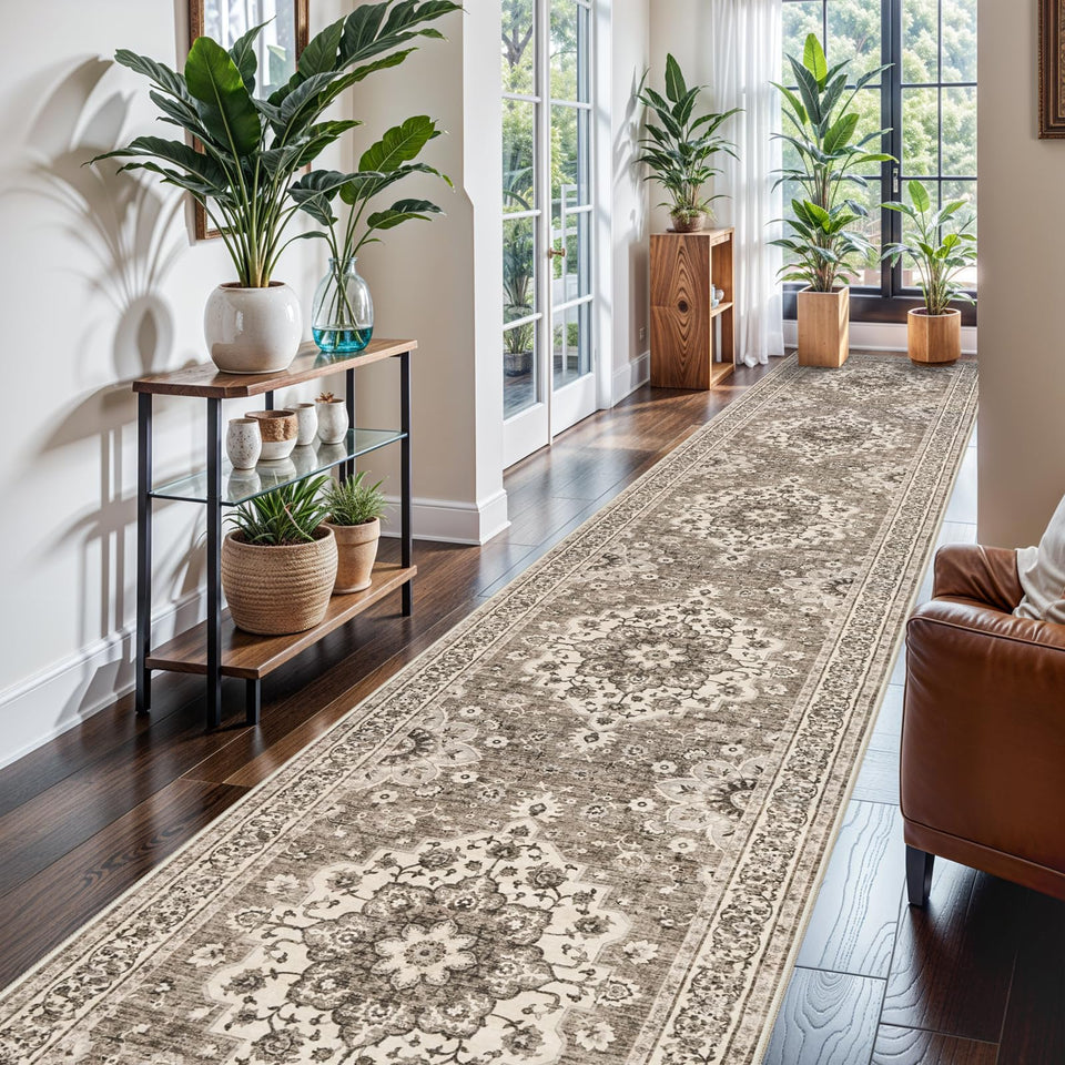 TOPRUUG Washable Oriental Area Rug - 12x15 Rugs for Living Room Soft Carpet for Bedroom Waterproof Floral Distressed Indoor Stain Resistant Non-Shedding Floor Carpets (Green, 12x15)