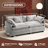 Ihanherry 146" U-Shaped Modern Sofa Modular Sectional Cloud Couch with 2 Ottoman, 6-Seat Chenille Deep Seat Sofa with 6 Pillows for Living Room, Bedroom and Apartment, Grey
