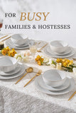FOBENTA 24 Piece Dinnerware Sets for 8, Premium Stoneware Plates and Bowls Sets, Microwave & Dishwasher Safe, Elegant Dishes for Entertaining & Special Occasions – A Stunning Gift for Large Families