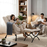 LITA Lazy Chair with Ottoman, Modern Accent Leisure Upholstered Lazy Sofa Armchair, Contemporary Lounge Reading Chair with Armrests and a Side Pocket for Living Room, Bedroom & Small Space, Dark Grey