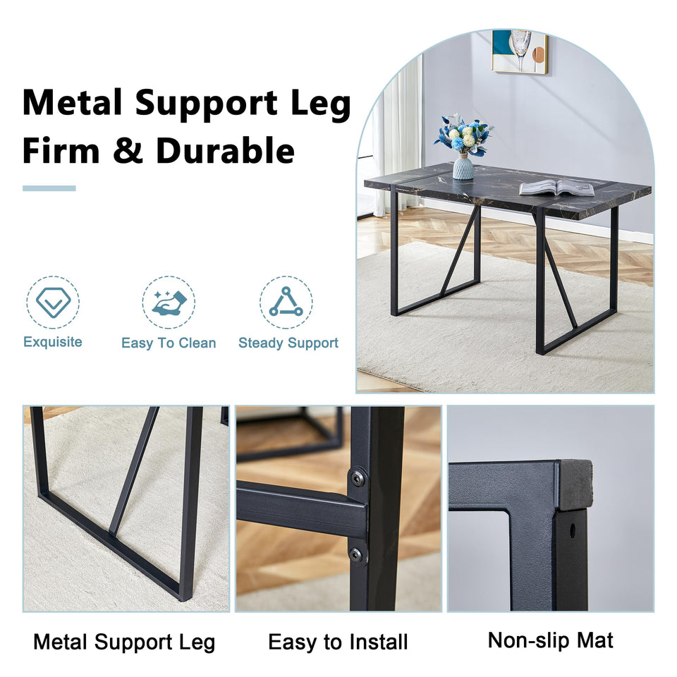 MUUOKY Dining Table Set for 4, Modern 55'' Wood Dinette Table Set for 4 with Fabric Dining Chairs,Table and Chairs Set of 4,Ideal for Kitchen Dining Room