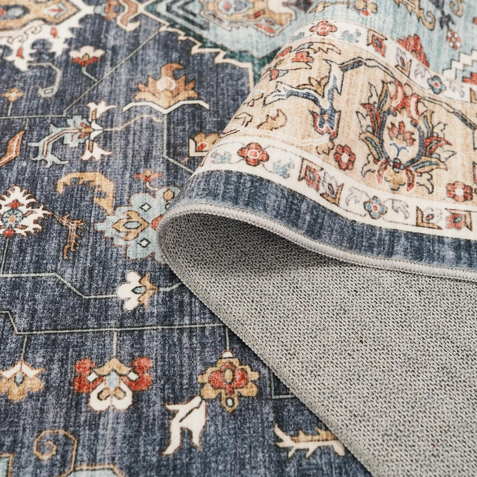 TOPRUUG Washable Oriental Area Rug - 12x15 Rugs for Living Room Soft Carpet for Bedroom Waterproof Floral Distressed Indoor Stain Resistant Non-Shedding Floor Carpets (Green, 12x15)