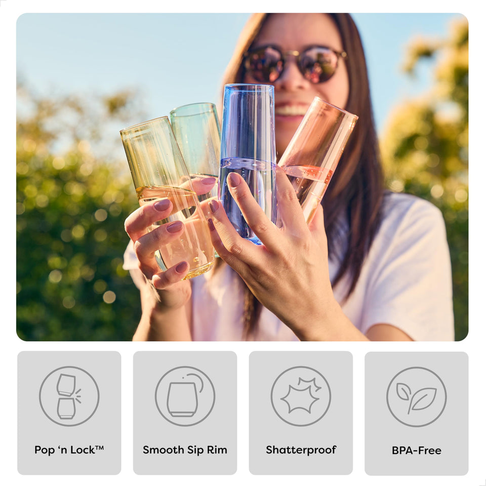 TOSSWARE POP 9oz Flute, Premium Quality, Recyclable, Unbreakable & Crystal Clear Plastic Champagne Glasses,Flute , 12 Count (Pack of 1)