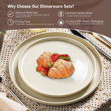 GBHOME Ceramic Dinnerware Sets for 8, 24 Pieces Stoneware Plates and Bowls Sets, Scratch Resistant Dishes, Dishwasher & Microwave Safe, Reactive Glaze-Green Wheat