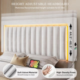 YITAHOME King Size Bed Frame with Adjustable Headboard, 4 Storage Drawers and RGB LED Lights, Velvet Upholstered Platform Bed with USB Ports, No Box Spring Needed, Fast Assembly, Noise-Free, Black