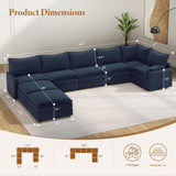 Vesgantti 142" U Shaped Sectional Couch, Comfy Cloud Modular Sectional Sofa with 2 Ottoman Deep Seat Chenille Modern Cloud Sofa, Modular Sofas for Living Room, Bedroom and Apartment, Beige
