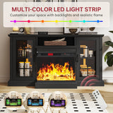 oneinmil 36 Inch 3-Sided Glass Fireplace TV Stand for TVs up to 80", Rustic Media Entertainment Center Console Table with Glass Door Closed Storage, Set of TV Table, White