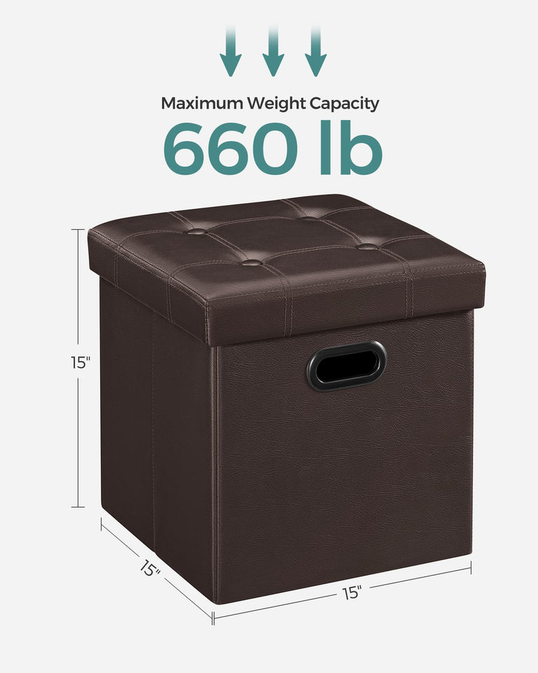 SONGMICS MAZIE Collection - 30 Inches Storage Ottoman Bench with Flipping Lid, Storage Chest Footstool, Load 660 lb, for Entryway, Living Room, Bedroom, Synthetic Leather, Black ULSF45BK