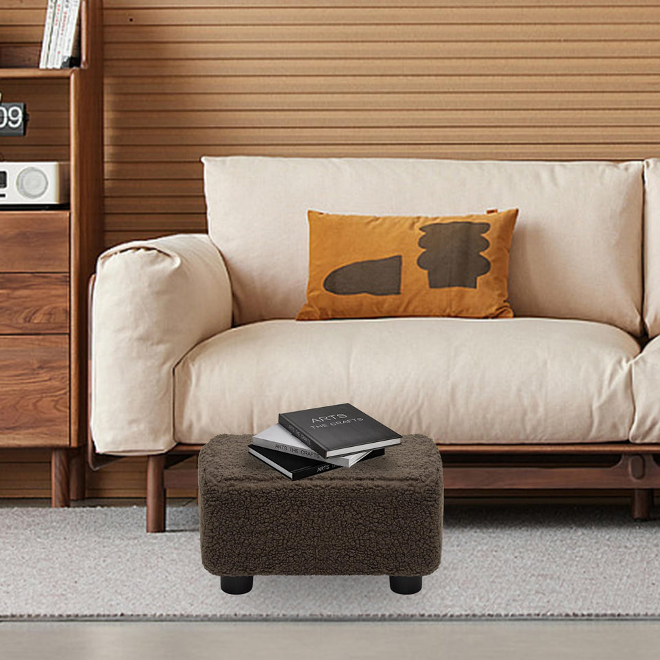 CAROLMADE Small Foot Stool Ottoman Footstool with Legs Under Desk Footrest for Living Room Bedroom and Office, Soft Ivory White