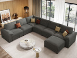EASE MOOSE Leather Sectional Couch, Oversized Modular Sectional Sofas, Wide Deep Seat Modular Couch, Scratch Resistant Faux Leather Material, L Shaped Sofa for Big Spaces,Beige