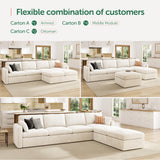 HONBAY Sectional Couch with Storage Seats, Modular Sectional Sofa with Storage Ottoman, U Shaped Sectional Couches for Living Room, Light Beige