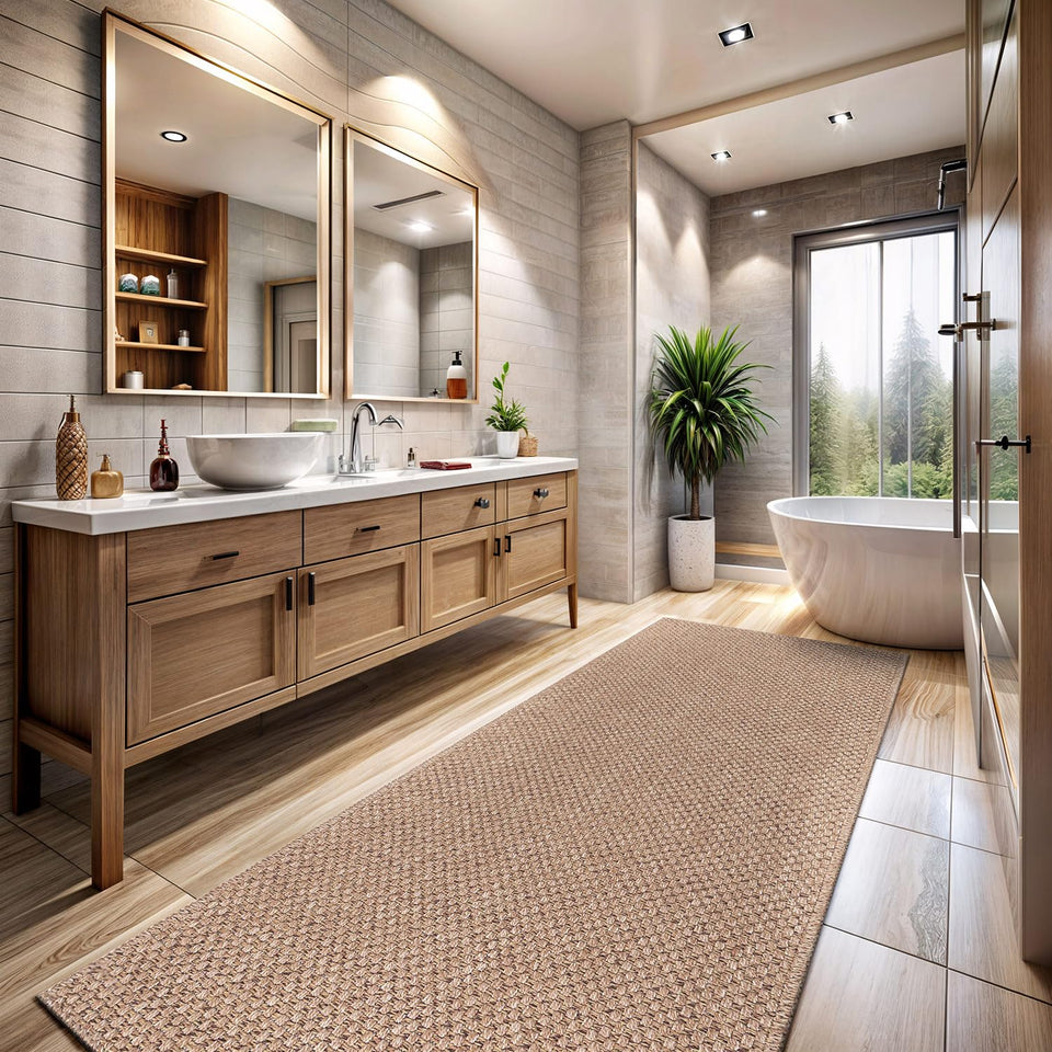 CAMILSON Easy Jute Rug 10x14, Indoor Outdoor Natural Color Fiber Area Rugs for Living Room Patio and Kitchen Rug, Sisal Boho Woven Design, Easy-Cleaning, Washable Outside Carpet Alfombras (10 x 14)